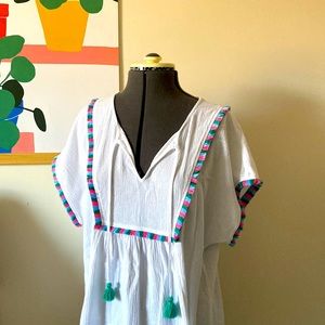 J.Crew swim cover up - size small - white gauze with fringe trim - barely worn.
